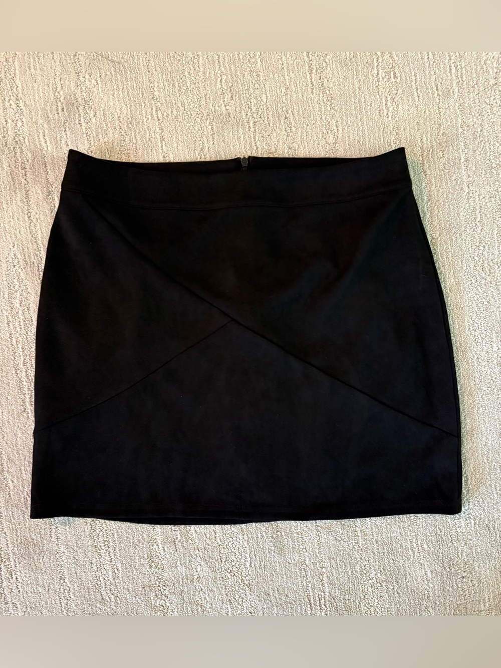 Faux Suede Cross Front Mini Skirt by MANGOPOP Black XL High Waisted Zip Festival